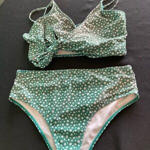 Green Floral Bikini Set